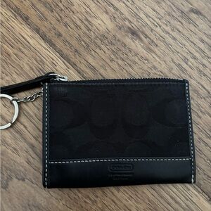 Coach Black Signature Card Wallet with Key Ring